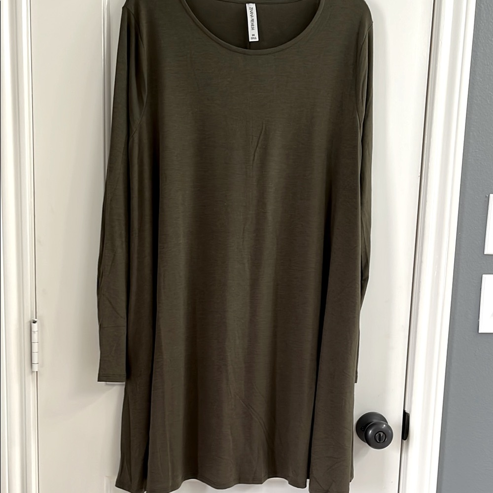 Olive Green Long Sleeve Tunic with pockets